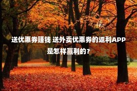 送优惠券赚钱 送外卖优惠券的返利APP是怎样赢利的？